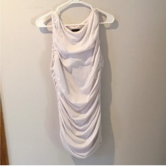 White Shirred VENUS Dress with Ruching - Picture 2 of 3